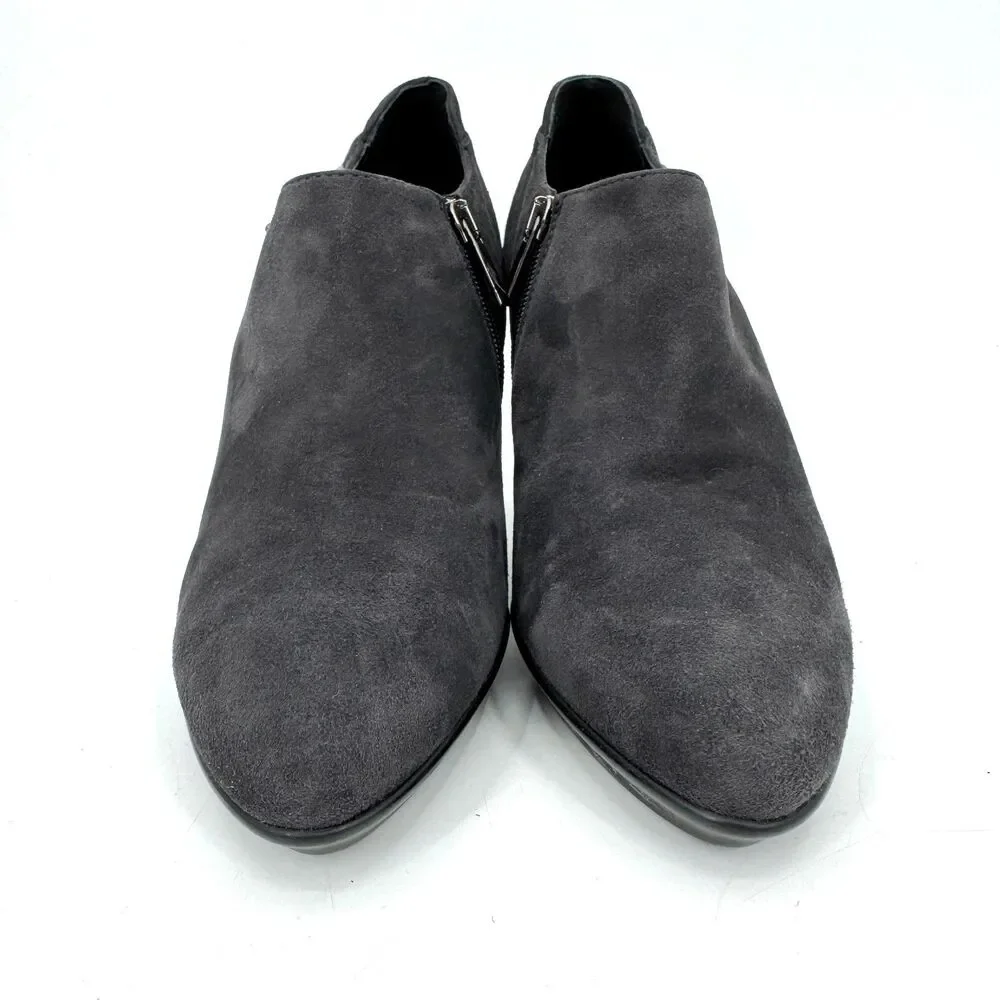 AQUATALIA Dark Gray Suede Bead Studded Heeled Booties Size 10